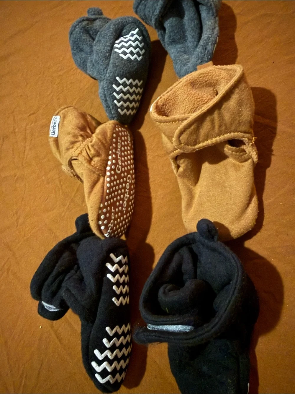 Set of three baby booties